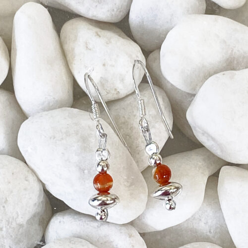 Silver and Cornelian Earrings