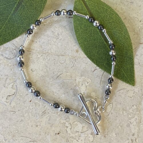 Silver and Hematite Bracelet