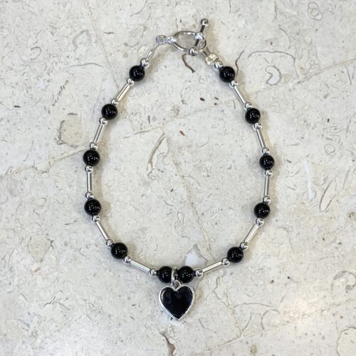 Sterling silver and onyx bracelet