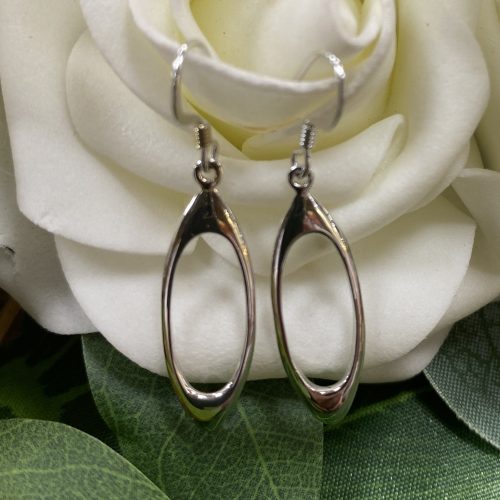 Sterling Silver Oval Drop Earrings
