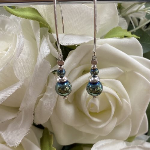 Sterling Silver and EP Haematitie Drop Earrings