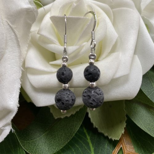 Sterling Silver and Lava Drop Earrings