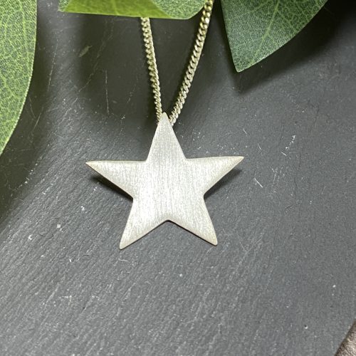 Sterling Silver scratched effect Star Pendant