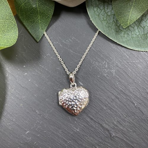 Sterling Silver hammered heart necklace