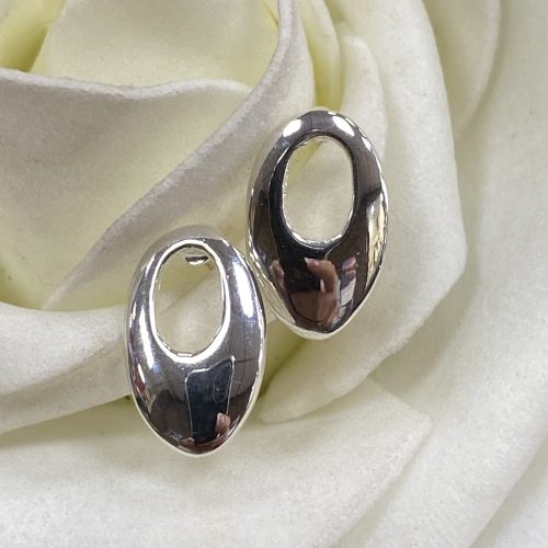 Oval Stud Earrings with High Shine Finish