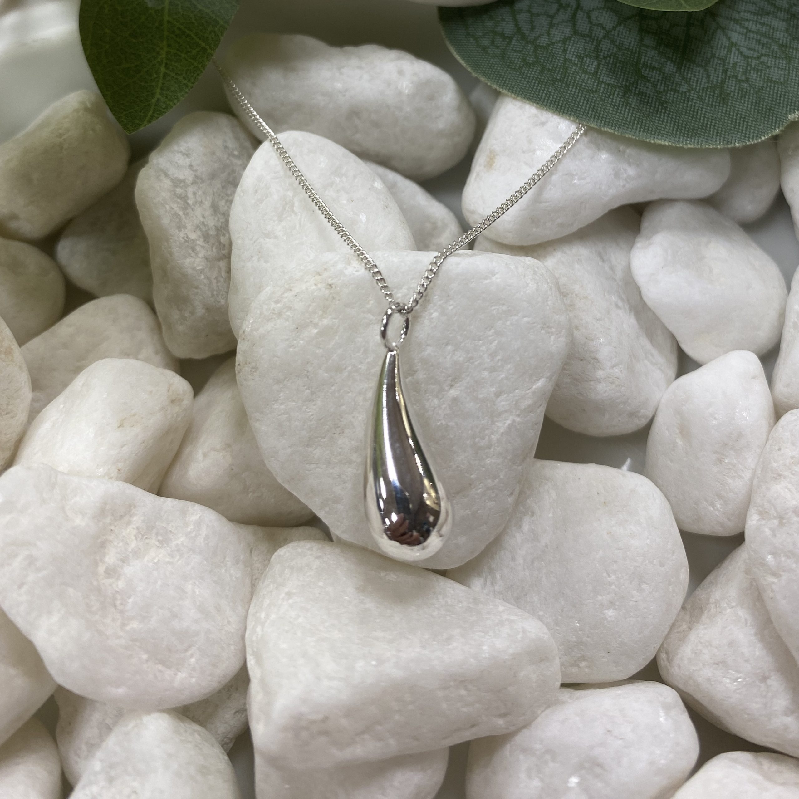 Sterling silver tear drop pendant