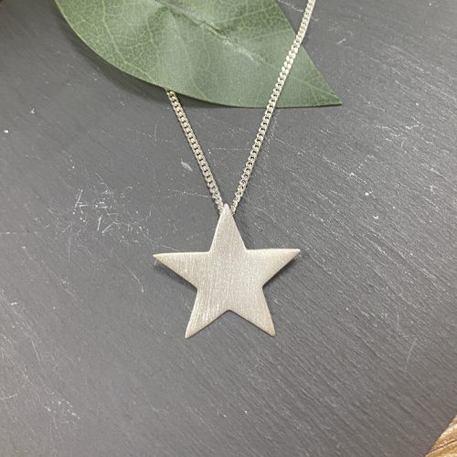 Sterling Silver scratched effect star pendant