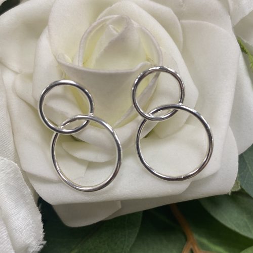 Sterling Silver Double Circle Stud Earrings