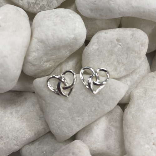 Sterling Silver Open Heart Stud Earrings
