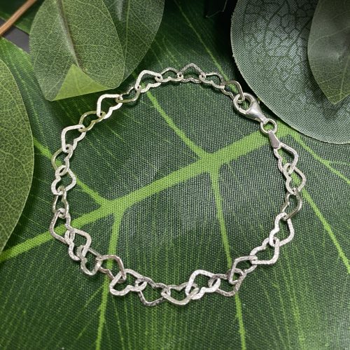 Sterling Silver Heart Links Bracelet