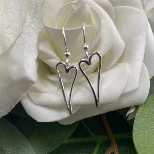 Sterling Silver Heart Shaped Drop Earrings
