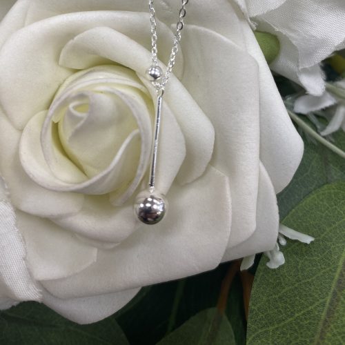 Sterling Silver Bar and Bead Pendant