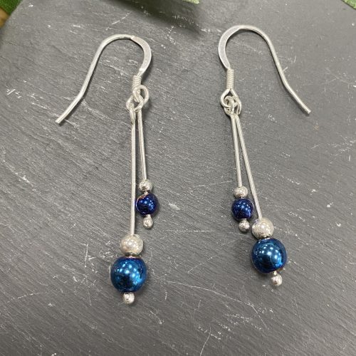 Sterling Silver and Blue Haematite Earrings