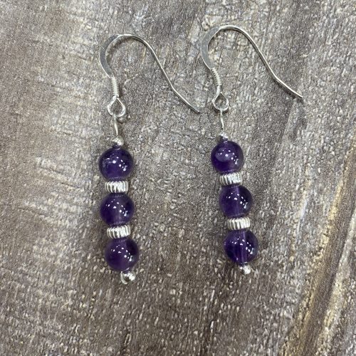 Sterling Silver and Amethyst Drop Earrings