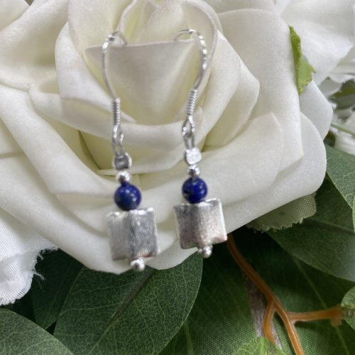 Sterling Silver and Lapis Drop Earrings