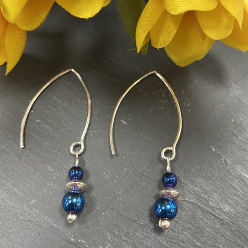 Sterling Silver and Blue Haematite Earrings