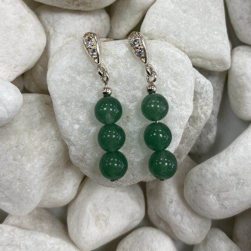 Silver and Aventurine Drop Earrings