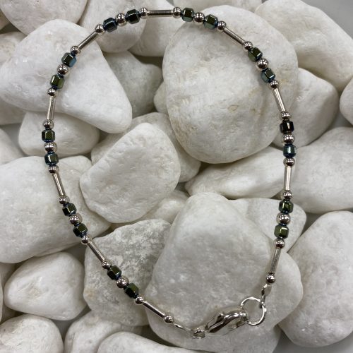 Silver and Green Electro Plated Bracelet