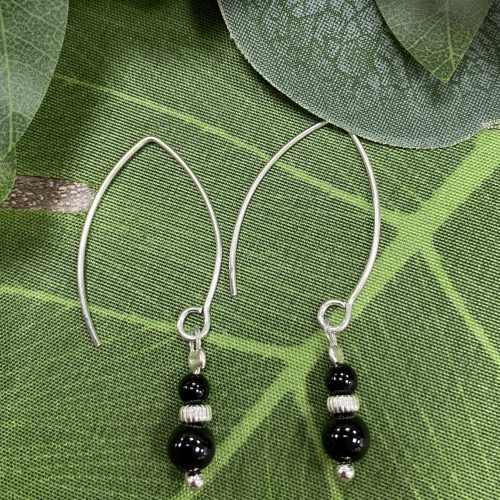 Silver and Black Onyx Earrings