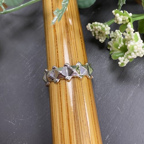 Sterling Silver Geometric Pyramid Band Ring