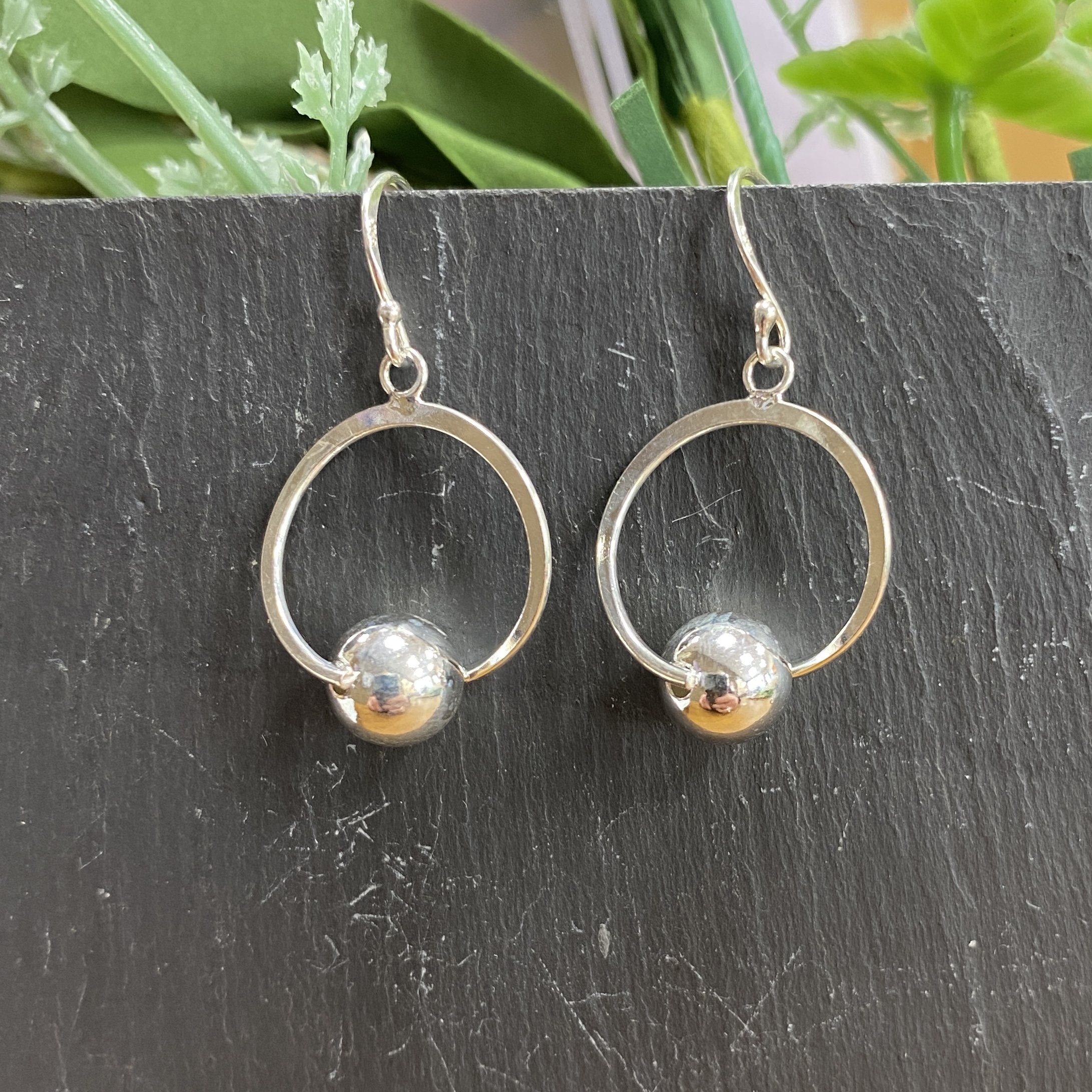 Sterling Silver Drop Hoop Earrings