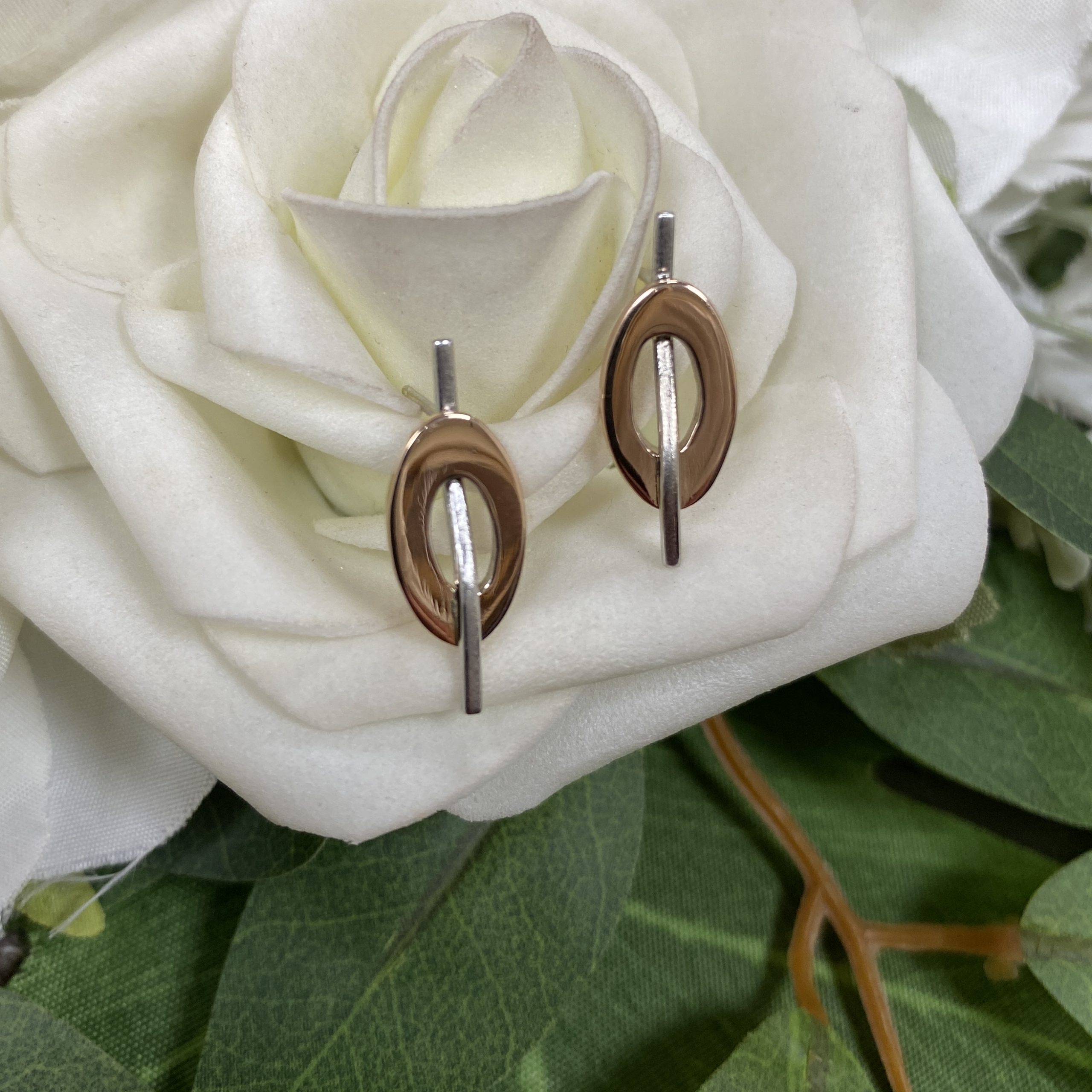 Rose & White Gold Earrings