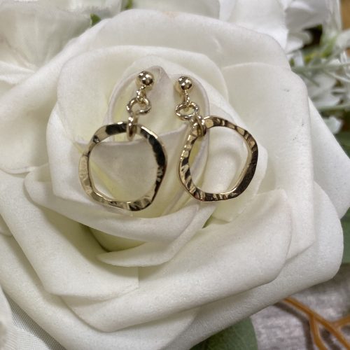 Yellow Gold Open Hoop Drop Earrings