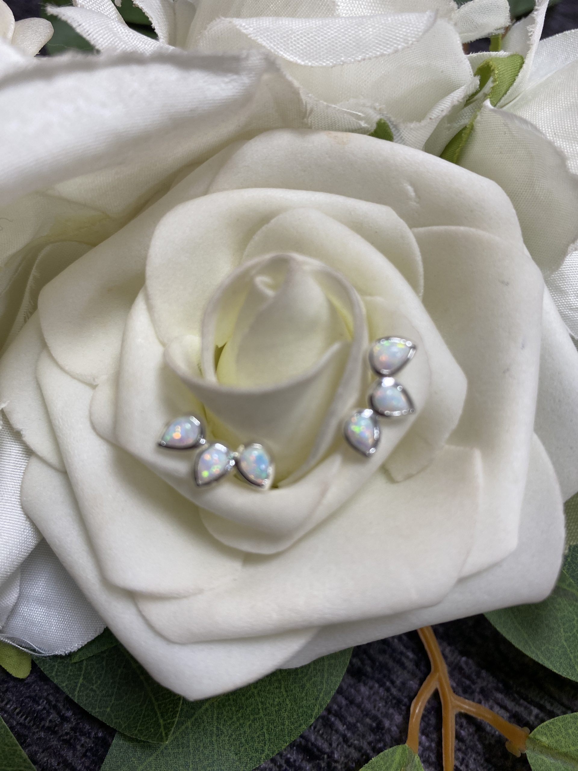 Sterling Silver Opal Stud Earrings