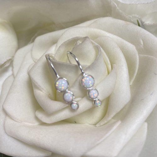 Sterling Silver White Opal Drop Earrings