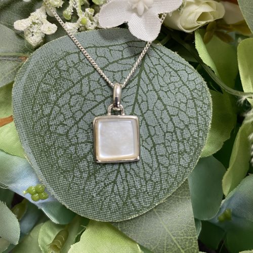 Sterling Silver Mother of Pearl Square Pendant