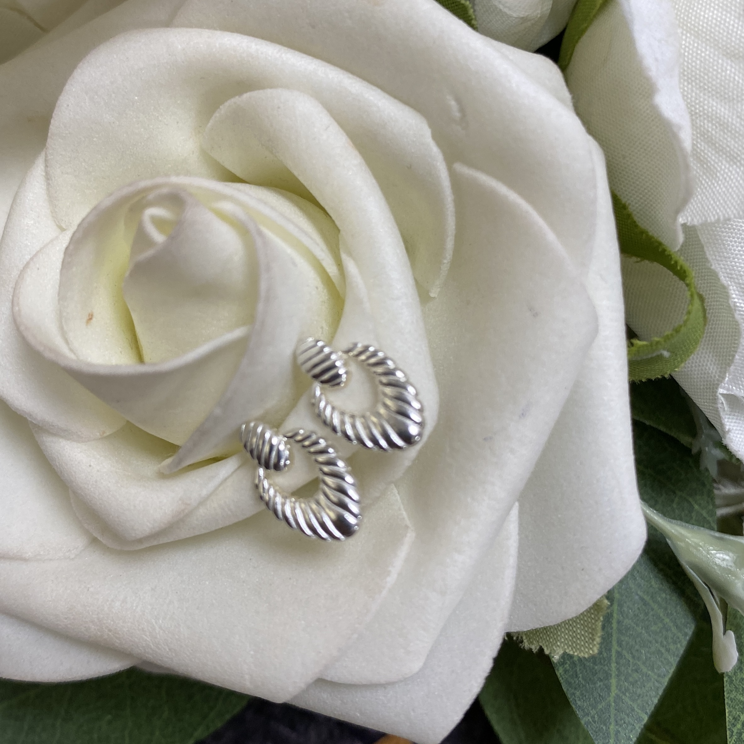 Sterling Silver Scalloped Stud Earrings