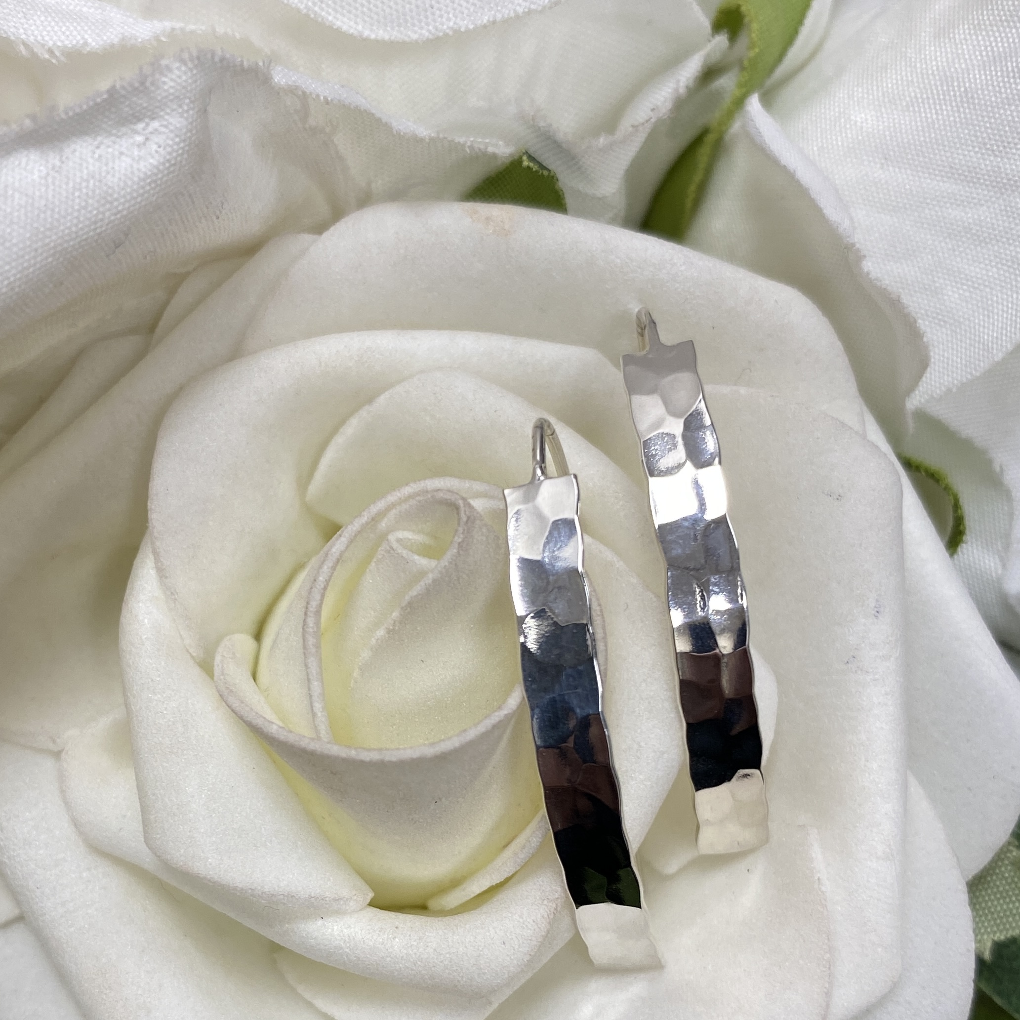Sterling Silver Hammered Curved Earrings