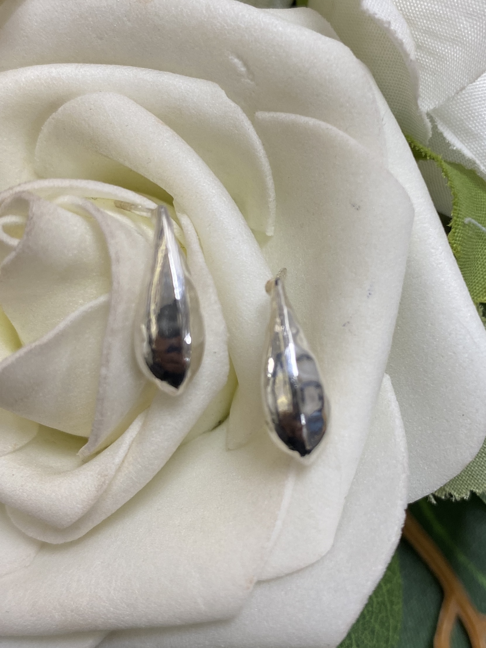 Sterling Silver Droplet Stud Earrings